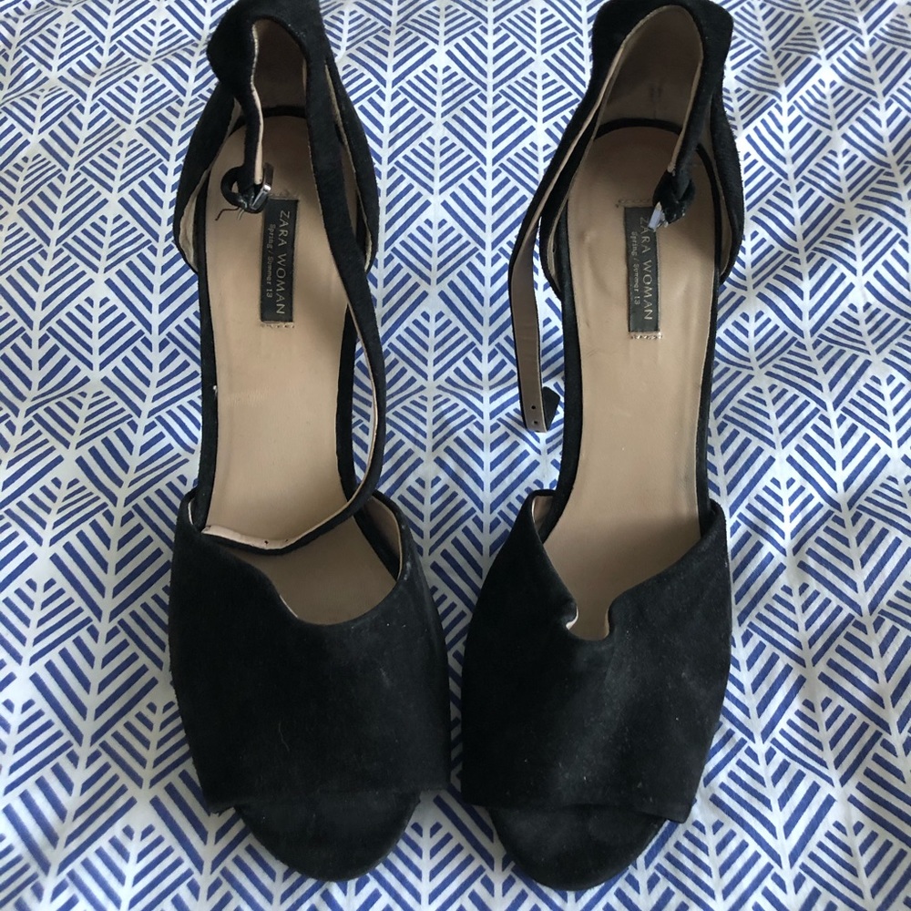 Zara black suede heels - super comfortable!